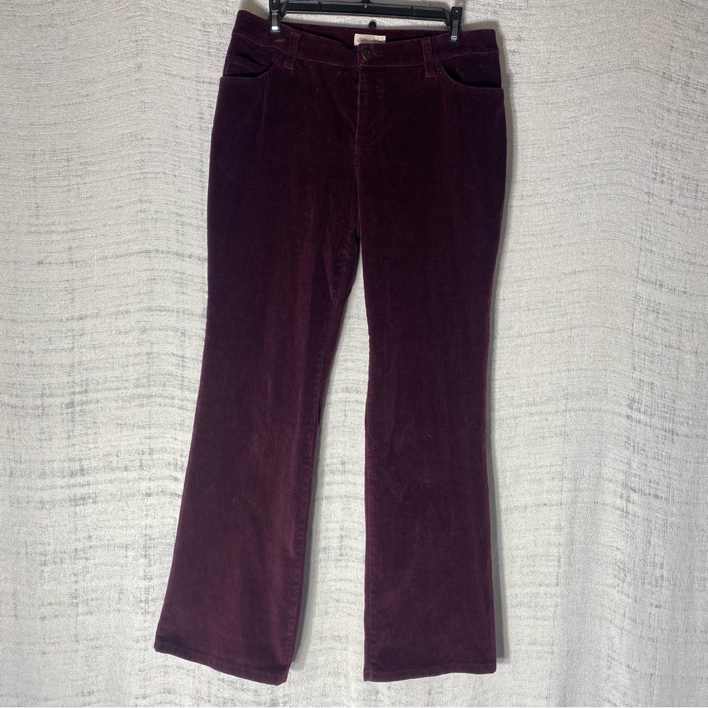 St. John's Bay Straight Leg Cotton Blend Micro Corduroy Wine Color Pants Size 8P